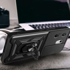 İnfinix Zero 30 4G  Kılıf Magnetik Standlı Kamera Korumalı Sürgülü Vega Kapak Kılıf