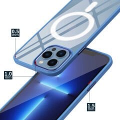 iPhone 14 Pro Kılıf Wireless Şarj Özellikli Krom Magsafe Silikon Kapak