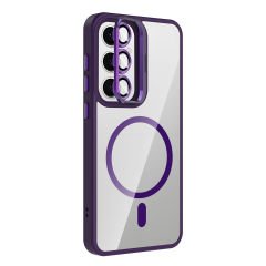 Samsung Galaxy S24 Kılıf Standlı ve Kamera Lens Hediyeli Kablosuz Şarj Özellikli Etro Kapak