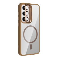 Samsung Galaxy S24 Kılıf Standlı ve Kamera Lens Hediyeli Kablosuz Şarj Özellikli Etro Kapak