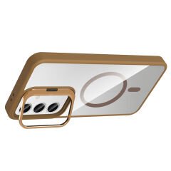 Samsung Galaxy S24 Kılıf Standlı ve Kamera Lens Hediyeli Kablosuz Şarj Özellikli Etro Kapak