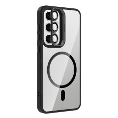 Samsung Galaxy S24 FE Kılıf Standlı ve Kamera Lens Hediyeli Kablosuz Şarj Özellikli Etro Kapak