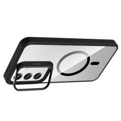 Samsung Galaxy S24 FE Kılıf Standlı ve Kamera Lens Hediyeli Kablosuz Şarj Özellikli Etro Kapak