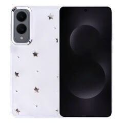 Samsung Galaxy S25 Edge Kılıf Airbag Tasarımlı Simli Şeffaf Kutup Kapak