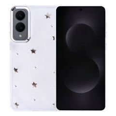 Samsung Galaxy S25 Edge Kılıf Airbag Tasarımlı Simli Şeffaf Kutup Kapak