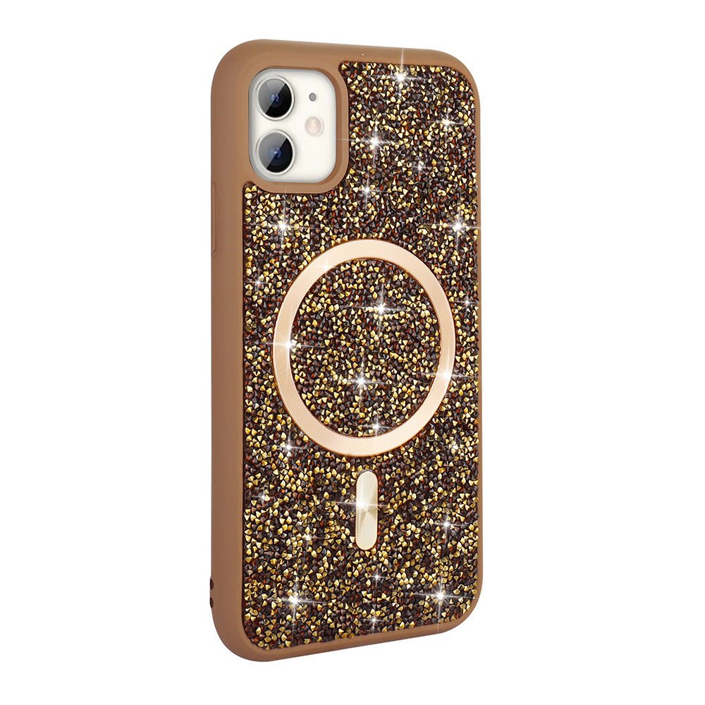 iPhone 11 Kılıf Pırlanta Tasarımlı Kablosuz Şarj Özellikli Mozaik Silikon Kapak