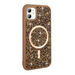 iPhone 11 Kılıf Pırlanta Tasarımlı Kablosuz Şarj Özellikli Mozaik Silikon Kapak