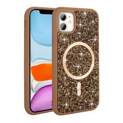 iPhone 11 Kılıf Pırlanta Tasarımlı Kablosuz Şarj Özellikli Mozaik Silikon Kapak