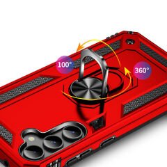 Samsung Galaxy S23 Fe Kılıf Vega Tank Sert Yüzüklü Standlı Zırh Koruma Kapak