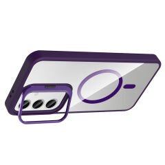 Samsung Galaxy S25 Kılıf Standlı ve Kamera Lens Hediyeli Kablosuz Şarj Özellikli Etro Kapak