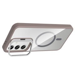 Samsung Galaxy S25 Kılıf Standlı ve Kamera Lens Hediyeli Kablosuz Şarj Özellikli Etro Kapak