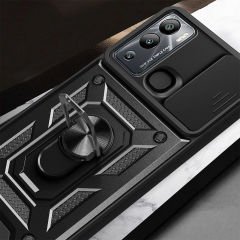 İnfinix Hot 12i Kılıf Magnetik Standlı Kamera Korumalı Sürgülü Vega Kapak