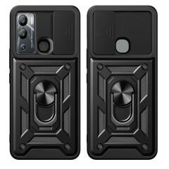 İnfinix Hot 12i Kılıf Magnetik Standlı Kamera Korumalı Sürgülü Vega Kapak