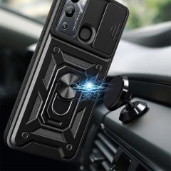 İnfinix Hot 12i Kılıf Magnetik Standlı Kamera Korumalı Sürgülü Vega Kapak