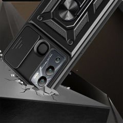 İnfinix Hot 12i Kılıf Magnetik Standlı Kamera Korumalı Sürgülü Vega Kapak