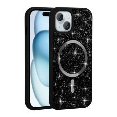 iPhone 14 Kılıf Pırlanta Tasarımlı Kablosuz Şarj Özellikli Mozaik Silikon Kapak