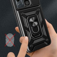 İnfinix Hot 20i Kılıf Magnetik Standlı Kamera Korumalı Sürgülü Vega Kapak