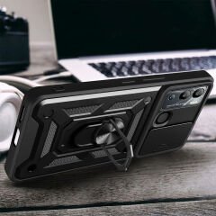 İnfinix Hot 20i Kılıf Magnetik Standlı Kamera Korumalı Sürgülü Vega Kapak