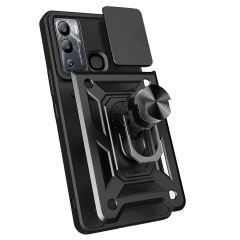 İnfinix Hot 20i Kılıf Magnetik Standlı Kamera Korumalı Sürgülü Vega Kapak