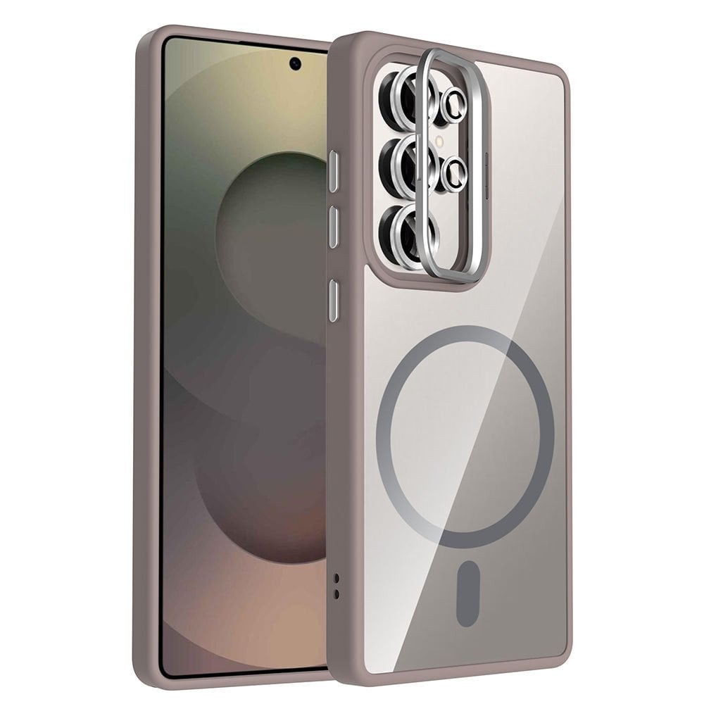 Samsung Galaxy S25 Ultra Kılıf Standlı ve Kamera Lens Hediyeli Kablosuz Şarj Özellikli Etro Kapak