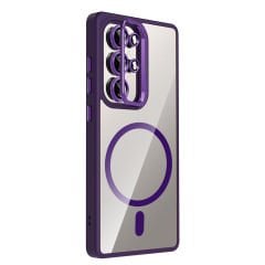 Samsung Galaxy S25 Ultra Kılıf Standlı ve Kamera Lens Hediyeli Kablosuz Şarj Özellikli Etro Kapak