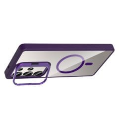 Samsung Galaxy S25 Ultra Kılıf Standlı ve Kamera Lens Hediyeli Kablosuz Şarj Özellikli Etro Kapak