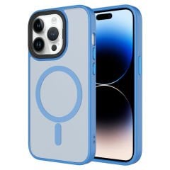 İPhone 14 Pro Max Kılıf Mat Arka Yüzey Wireless Şarj Özellikli Flet Magsafe Kapak