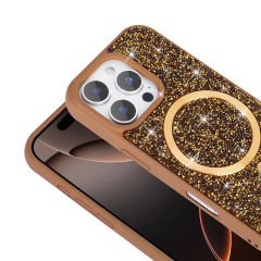 iPhone 16 Pro Max Kılıf Pırlanta Tasarımlı Kablosuz Şarj Özellikli Mozaik Silikon Kapak