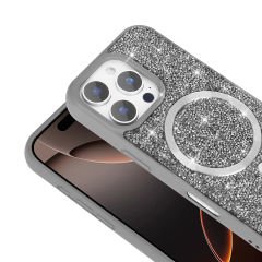 iPhone 16 Pro Max Kılıf Pırlanta Tasarımlı Kablosuz Şarj Özellikli Mozaik Silikon Kapak