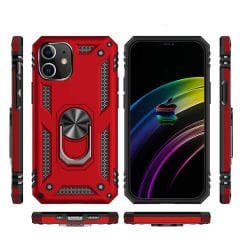 iPhone 12 Kılıf Vega Tank Sert Yüzüklü Standlı Zırh Koruma Kapak