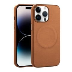 iPhone 14 Pro Max Kılıf PU Deri Magsafe Wireless Şarj Özellikli Derix Kapak