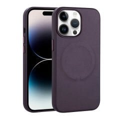 iPhone 14 Pro Max Kılıf PU Deri Magsafe Wireless Şarj Özellikli Derix Kapak