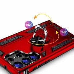 Samsung Galaxy S23 Ultra Kılıf Vega Tank Sert Yüzüklü Standlı Zırh Koruma Kapak