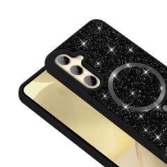 Samsung Galaxy S24 FE Kılıf Pırlanta Tasarımlı Kablosuz Şarj Özellikli Mozaik Silikon Kapak