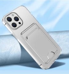 iPhone 14 Pro Kılıf Kartlıklı Şeffaf Setra Clear Silikon Kapak