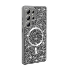 Samsung Galaxy S25 Ultra Kılıf Pırlanta Tasarımlı Kablosuz Şarj Özellikli Mozaik Silikon Kapak
