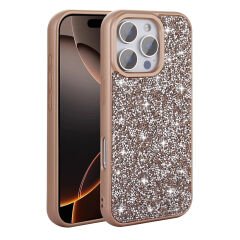 iPhone 16 Pro Kılıf Parlak Taşlı Tasarım Pırlanta Kapak