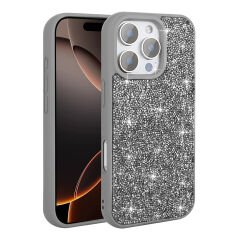 iPhone 16 Pro Kılıf Parlak Taşlı Tasarım Pırlanta Kapak