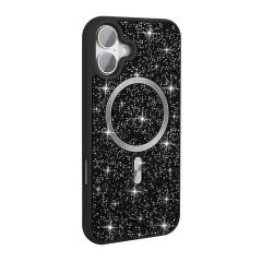 iPhone 16 Pro Kılıf Pırlanta Tasarımlı Kablosuz Şarj Özellikli Mozaik Silikon Kapak