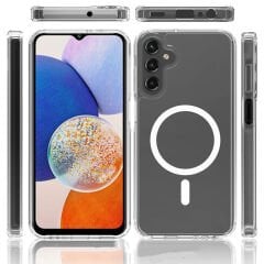 Samsung Galaxy S25 Kılıf Magsafe Şarj Özellikli Şeffaf Sert PC Embos Kapak