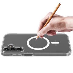 Samsung Galaxy S25 Kılıf Magsafe Şarj Özellikli Şeffaf Sert PC Embos Kapak