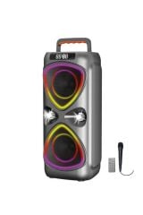 Bluetooh Hoparlör Kablolu Mikrofonlu Kumandali Radyolu Led Işıklı Parti Speaker D78