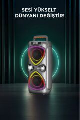 Bluetooh Hoparlör Kablolu Mikrofonlu Kumandali Radyolu Led Işıklı Parti Speaker D78