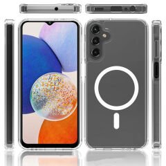 Samsung Galaxy S25 Plus Kılıf Magsafe Şarj Özellikli Şeffaf Sert PC Embos Kapak