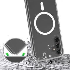 Samsung Galaxy S25 Plus Kılıf Magsafe Şarj Özellikli Şeffaf Sert PC Embos Kapak