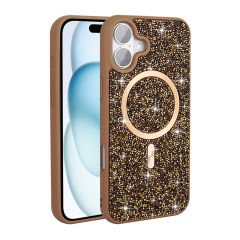 iPhone 16 Kılıf Pırlanta Tasarımlı Kablosuz Şarj Özellikli Mozaik Silikon Kapak