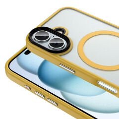 iPhone 16 Plus Kılıf Mat Arka Yüzey Wireless Şarj Özellikli Flet Magsafe Kapak