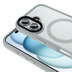 iPhone 16 Plus Kılıf Mat Arka Yüzey Wireless Şarj Özellikli Flet Magsafe Kapak