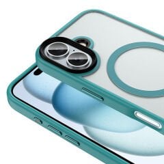 iPhone 16 Plus Kılıf Mat Arka Yüzey Wireless Şarj Özellikli Flet Magsafe Kapak