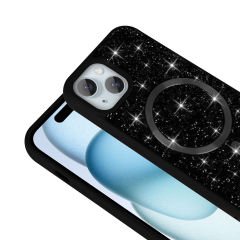 iPhone 15 Kılıf Pırlanta Tasarımlı Kablosuz Şarj Özellikli Mozaik Silikon Kapak